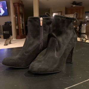 Black ankle boots with laces in the back